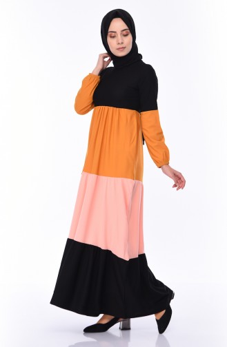 Elastic Sleeve Dress 4208-03 Black 4208-03