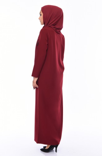 Abaya mit Applique Reissverschluss 99214-02 Dunkel Weinrot 99214-02