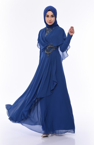 Indigo Hijab Evening Dress 8008-04