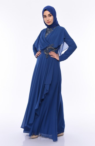 Indigo Hijab Evening Dress 8008-04