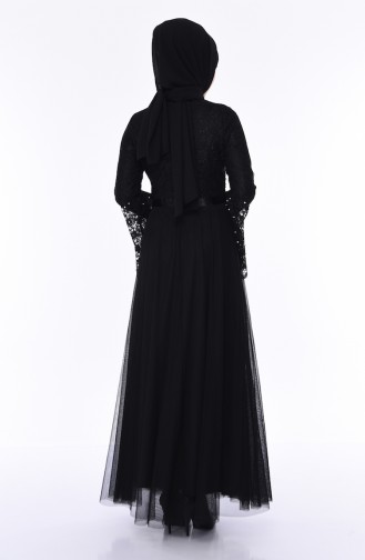 Black Hijab Evening Dress 81663-01