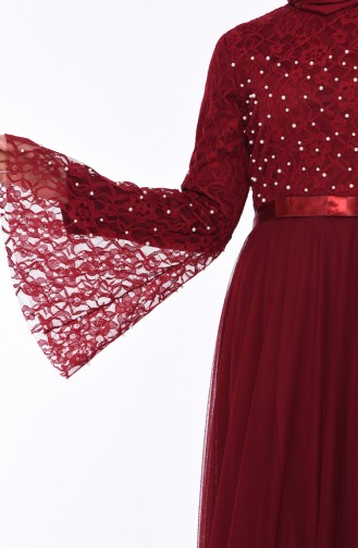 فساتين سهرة بتصميم اسلامي أحمر كلاريت 81663-02