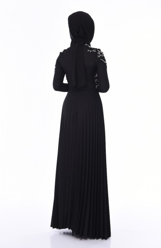 Black Hijab Evening Dress 8003-01