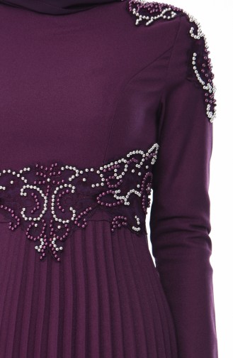 Purple Hijab Evening Dress 8003-03