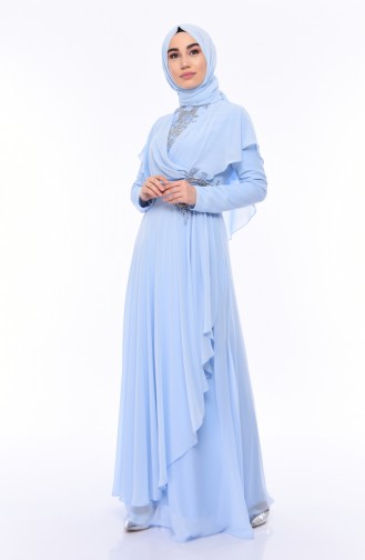 Babyblau Hijab-Abendkleider 8008-01