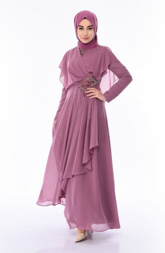 Dusty Rose Hijab Evening Dress 8008-02