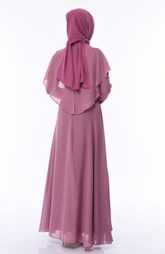 Dusty Rose Hijab Evening Dress 8008-02