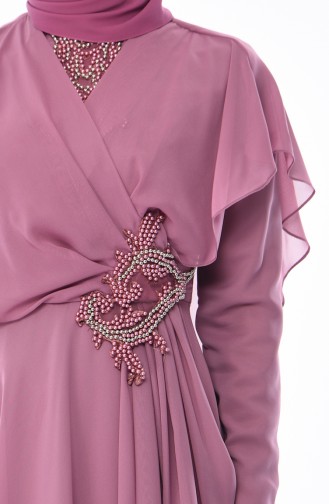 Dusty Rose Hijab Evening Dress 8008-02