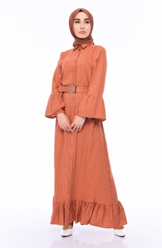 Brick Red Hijab Dress 81708-01
