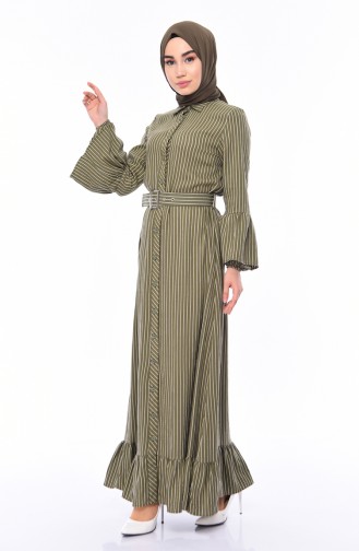 Khaki Hijab Dress 81708-03