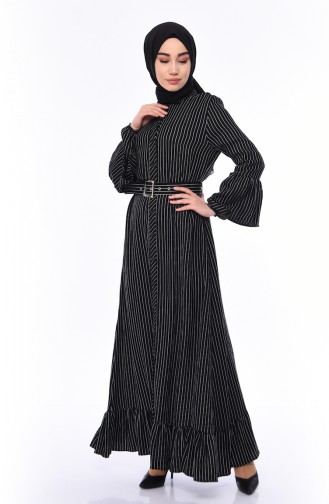 Schwarz Hijab Kleider 81708-06