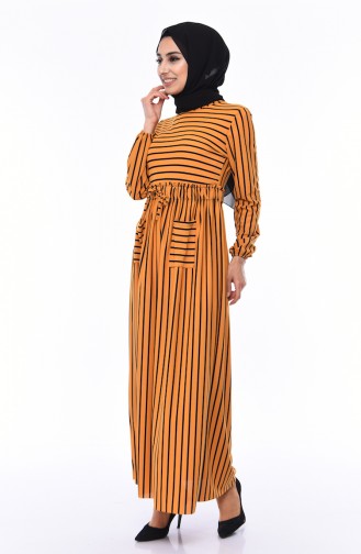 Mustard Hijab Dress 1039-03