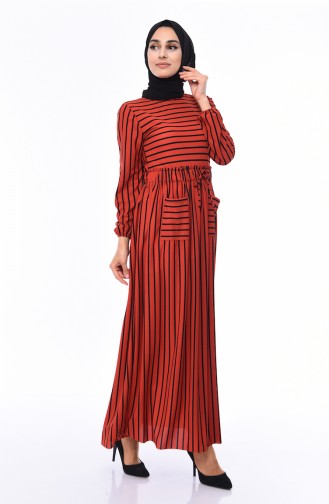 Brick Red Hijab Dress 1039-05