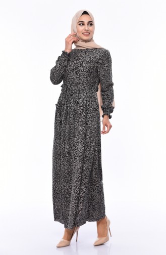 Schwarz Hijab Kleider 1085-01