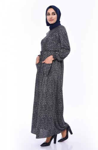 Dunkelblau Hijab Kleider 1085-02