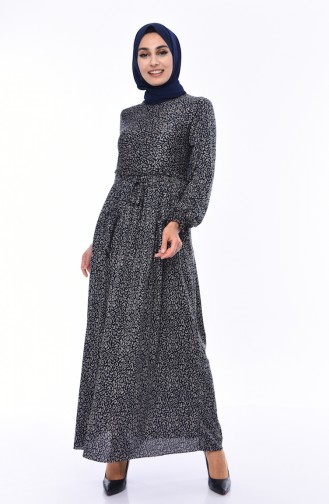 Navy Blue Hijab Dress 1085-02