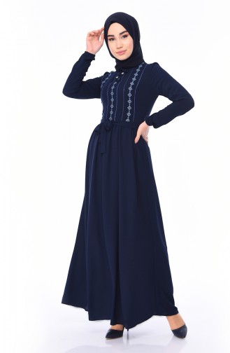 Dunkelblau Hijab Kleider 1193-02