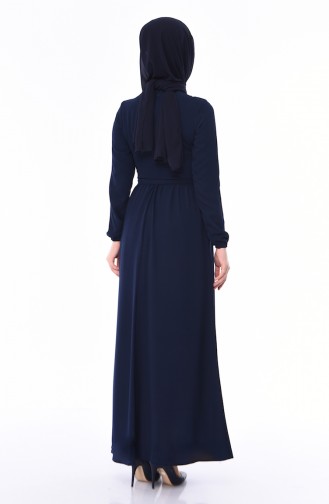 Navy Blue Hijab Dress 1193-02
