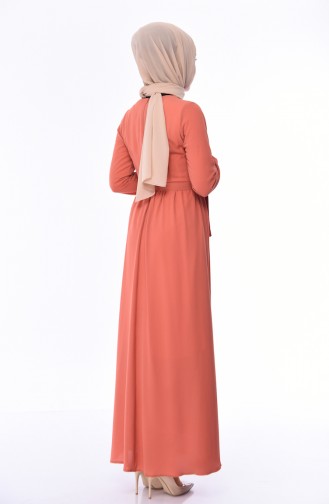 Brick Red Hijab Dress 1193-04