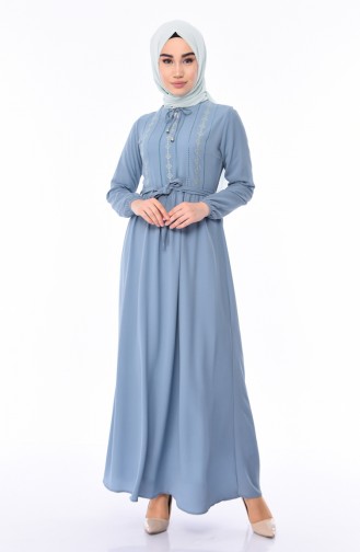 Blau Hijab Kleider 1193-05