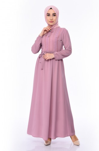 Beige-Rose Hijab Kleider 1193-06