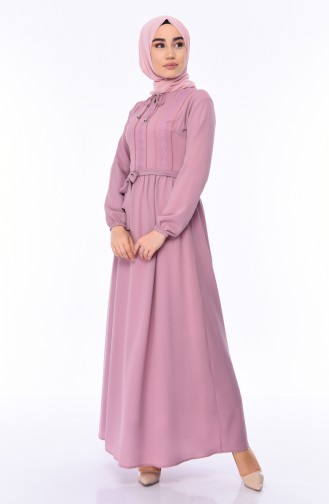 Beige-Rose Hijab Kleider 1193-06