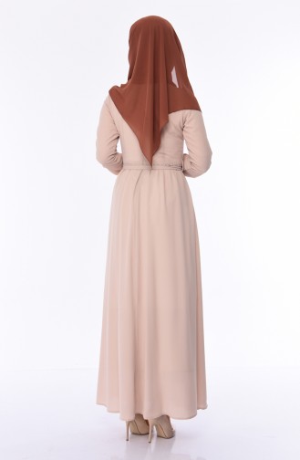 Beige Hijab Dress 1193-07