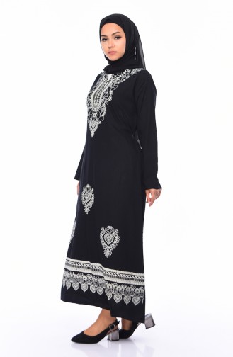 Schwarz Hijab Kleider 4002-01