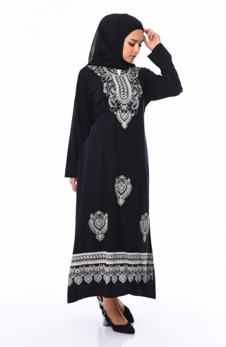 Schwarz Hijab Kleider 4002-01