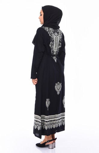 Schwarz Hijab Kleider 4002-01