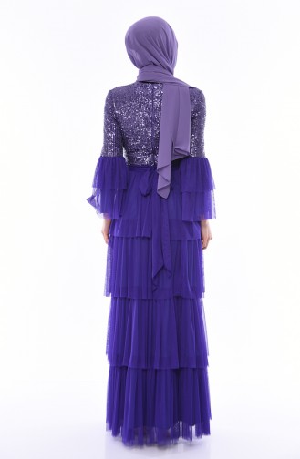 Purple Hijab Evening Dress 1150-03