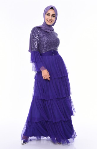 Purple Hijab Evening Dress 1150-03