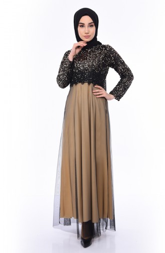 Black Hijab Evening Dress 3804-02