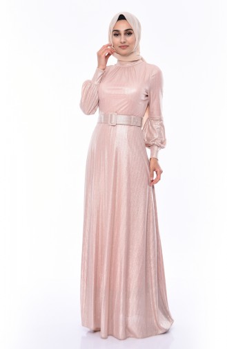 Powder Hijab Evening Dress 0050-01