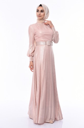 Powder Hijab Evening Dress 0050-01