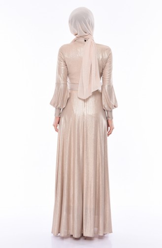Beige Hijab Evening Dress 0050-02