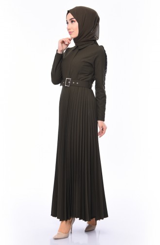 Khaki Hijab Dress 81714-02