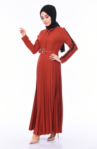 Ziegelrot Hijab Kleider 81714-03
