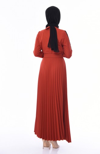 Brick Red Hijab Dress 81714-03