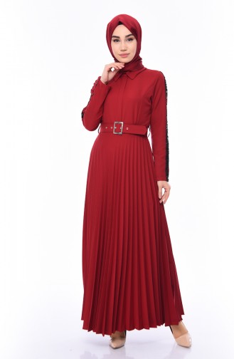 Claret Red Hijab Dress 81714-06