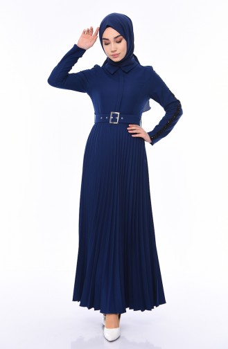 Navy Blue Hijab Dress 81714-08