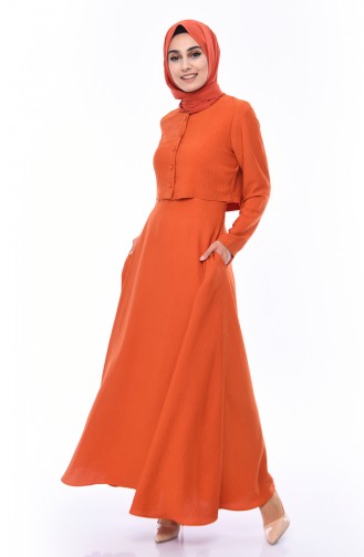 Tan Hijab Dress 7058-01