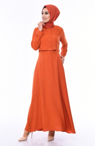 Tan Hijab Dress 7058-01