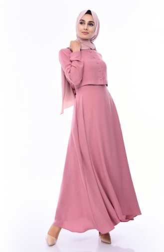 Dusty Rose Hijab Dress 7058-04
