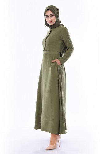 Khaki Hijab Kleider 7058-05