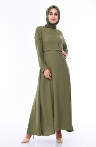Khaki Hijab Dress 7058-05