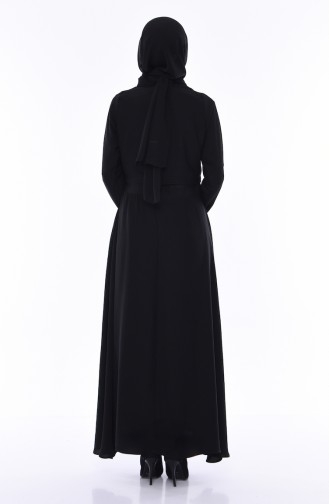 Schwarz Hijab Kleider 7058-06