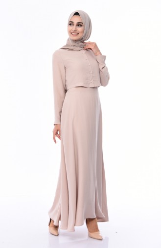 Beige İslamitische Jurk 7058-07