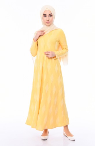 Gelb Hijab Kleider 7124-02