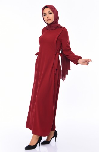 Claret Red Hijab Dress 5261-02